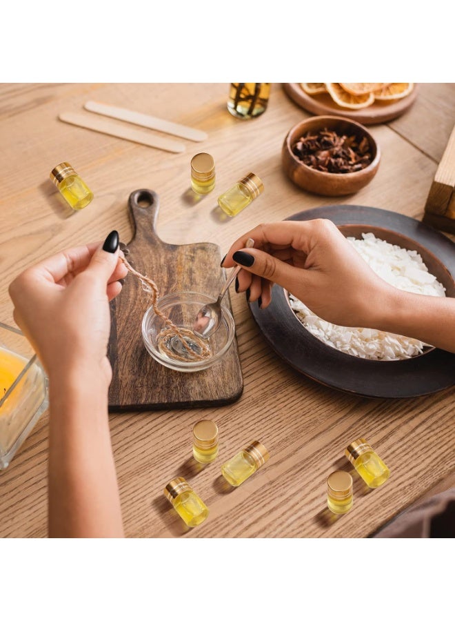 ChicAbode ٥٠ قطعة من الزجاجات الصغيرة سعة ٢ مل، زجاجات شفافة صغيرة، برطمانات زجاجية فارغة، زجاجات هدايا، برطمانات، عبوات صغيرة مع غطاء معدني لولبي من الألومنيوم للأعمال اليدوية، ٠٫٦٣ × ١٫٠٢ بوصة (ذهبي) - Image 4